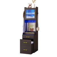 Table de maquillage noire moderne pliable et rabattable Miroir de courtoisie Armoire de rangement avec lumière Ensemble de portes en verre Coiffeuse
