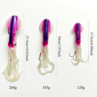 Leurre souple de pêche en haute mer 17,5 cm 20 cm 27,5 cm, coulant, en métal et PVC, pour la pêche au calamar et au thon