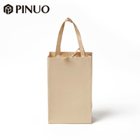 Sac shopping en papier kaki personnalisé PINUO avec logo, sac cadeau haut de gamme couleur unie, poignée ruban, gaufrage pour emballage boutique