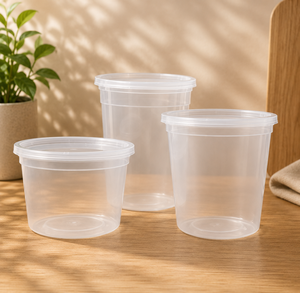 Recipientes desechables a prueba de fugas para almacenamiento de alimentos con tapas herméticas, recipientes redondos para sopa aptos para microondas. - Product Image 1