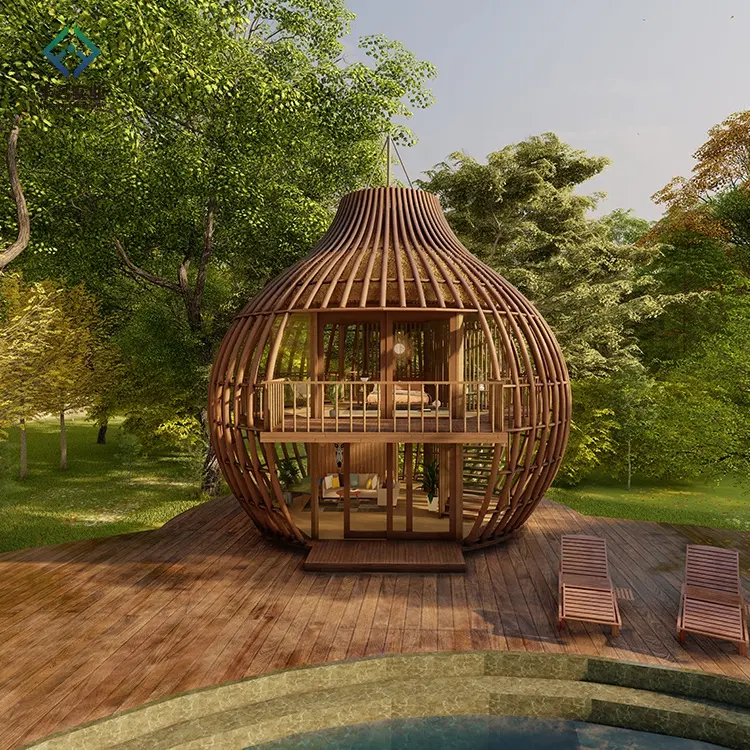 पिंजरा आकार कस्टम बड़े लक्जरी कृत्रिम पेड़ में शांति लकड़ी ट्री हाउस