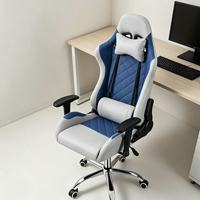 Chaise de jeu ergonomique moderne de style racing, dossier haut, réglable en hauteur, avec support lombaire et appui-tête