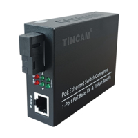 Commutateur PoE TiNCAM 10/100 Mbps, 1* SC + 1* PoE, commutateur réseau, distance 20 km, convertisseur de média IEEE802.3AT/AF pour caméra IP NVR