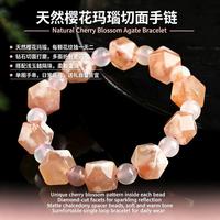 Gelang Batu Agate Bunga Alami Berkualitas Tinggi Warna Hijau, Hitam, dan Pink, Polesan Tema Cinta, Kerajinan Kelas Atas untuk Dijual