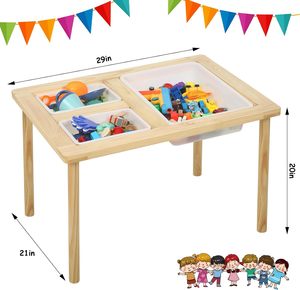 Table sensorielle en bois 202407 avec 3 <span class=keywords><strong>bacs</strong></span> pour <span class=keywords><strong>les</strong></span> tout-petits avec bac <span class=keywords><strong>à</strong></span> <span class=keywords><strong>sable</strong></span> de rangement - Product Image 4