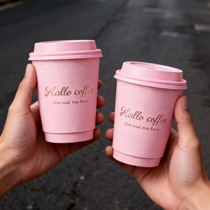 CM 8oz 12oz 16oz Pink Paper Coffee <b>Cup</b> Custom Logo Bronzing Thickened Insulated Double Wall Insulated <b>Disposable</b> Hot Drink <b>Cups</b> - Product Image 3