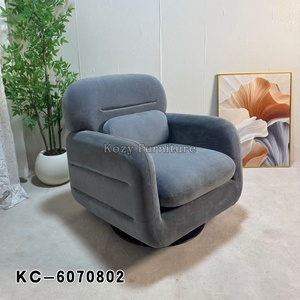 <span class=keywords><strong>Fauteuil</strong></span> individuel moderne en velours, pivotant, avec accoudoirs incurvés, base ronde noire, pour salon et détente - Product Image 4