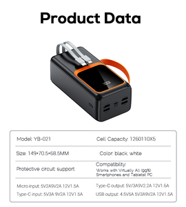 แบตสำรอง<span class=keywords><strong>50000</strong></span> mAh TYPE-C ชาร์จแบบพกพา22.5W พาวเวอร์แบงค์ LED แบบพกพา<span class=keywords><strong>50000</strong></span> MAH ความจุสูง PD 22.5W - Product Image 2