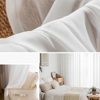Rideau Romantique Français de Luxe en Voile Ignifuge Isolant 100% Polyester à Passe-Tringle pour Salon et Chambre à Coucher