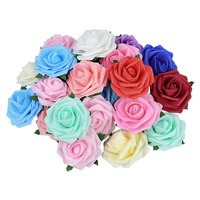 Vente en gros de roses en mousse réalistes avec tiges, décorations de bureau pour la maison, centres de table pour douche nuptiale, fleurs de roses artificielles