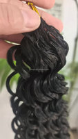 Extensions de cheveux synthétiques à double trame, effet plume, crochet, ondulations profondes pour femme, cheveux à tresser à nœuds invisibles