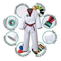 Seragam Taekwondo Bahan Katun Poliester untuk Seni Bela Diri, Dewasa & Remaja, Latihan & Kompetisi, Layanan Kustom