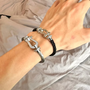 Bracciale in Argento Sterling <span class=keywords><strong>925</strong></span> di Alta Qualità, <span class=keywords><strong>Bracciali</strong></span> Fred Horseshoe per <span class=keywords><strong>Uomo</strong></span> e Donna, Gioielli alla Moda, Bracciale a Corda, Vendita all'Ingrosso - Product Image 3