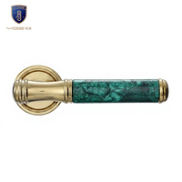 Poignée de porte fendue en alliage de zinc brossé or de qualité supérieure, avec décoration artistique en pierre, pour ensemble de serrures de porte en bois – Vente directe usine
