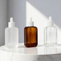 Flacons compte-gouttes vides de luxe 50 ml en verre blanc pour huile essentielle visage et corps, cosmétiques, soins de la peau, sérum hydratant, liquide, teinture