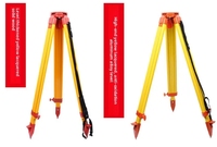Piezas y Accesorios para Trípode de Instrumentos de Topografía, Madera/Aleación de Aluminio Reforzada Pintada de Amarillo, 4 Piezas/Paquete
