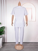 Afrikanisches Übergrößen-Set: Besticktes Kurzarm-Tunika-Oberteil mit Hose für Damen, Paar-Matching, Locker Sitzend, Lässig, Maßanfertigung OEM