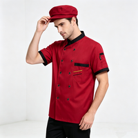 Veste de chef croisée à bordure contrastante en tissu doux avec logo brodé, uniforme pour la restauration hôtelière occidentale et les cuisiniers
