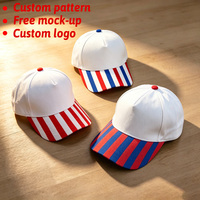 Casquette de baseball ajustable en toile de coton à 5 panneaux avec visière rayée, personnalisable avec logo brodé et couleur sur mesure, style A-Frame Snapback