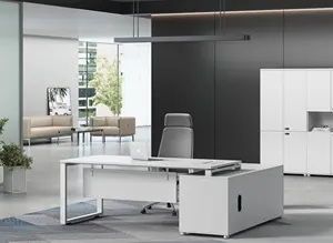 JUOU дешевый офисный стол руководителя, лидер продаж, металлические ножки, белый офисный стол, современный офисный стол, дешевый L-образный стол