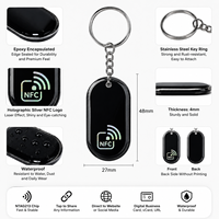Llavero NFC de Epoxi Negro, Llavero NFC con Chip, Tarjeta NFC para Redes Sociales, Instagram, WhatsApp