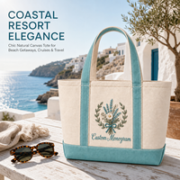 Sac fourre-tout en toile personnalisé brodé, motif couronne, écologique, sac à main bateau monogrammé, sac de plage en coton robuste pour femme