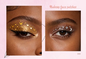 Autocollants de tatouage pour le visage et les yeux, décorations de maquillage, patchs pour les yeux, étoiles argentées scintillantes, autocollants de tatouage pour Noël - Product Image 6