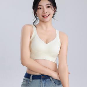 Soutien-gorge sans armatures push-up respirant et doux, style quotidien premium, double maintien, boucle croisée sur le devant, bonnets tricotés en forme de paume - Product Image 3