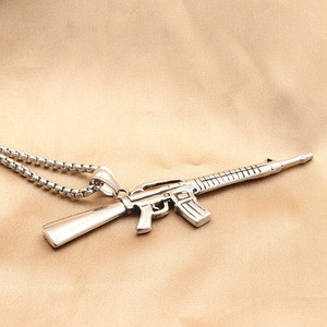 Collar con Colgante de Rifle de Acero Inoxidable, Estilo Punk Retro para Hombre, 280342 - Product Image 3