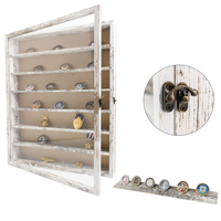 Mondon 16x20 Rustic White Wood Glass Vitrine Big Pin Lockable Challenge Coin Shadow Box Étagères amovibles Military Flower