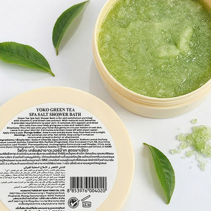 Y402 Yoko Green Tea Spa Salt Shower Bath 380g. Shower Bath Exfoliating <b>Scrub</b> Enriched with Vitamin E for Skin Lightening - Product Image 4