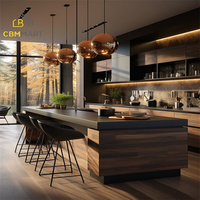 CBMMart Armoire de cuisine personnalisée Grille de comptoir en quartz finition mélamine grain de bois Moduler Armoire de cuisine