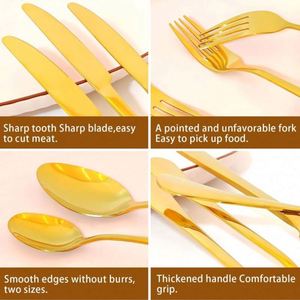 Modern 24-Piece Stainless Steel Cutlery Set Four Main Pieces Gold-Plated Spoon Tea Spoon Knife Fork Flatware Set With Gift <b>Box</b> - Product Image 2