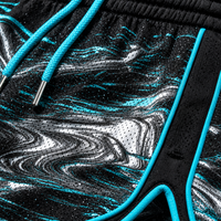 Shorts de basketball personnalisés en sublimation, imprimé Liquid Chrome Cyber Glitch, 100% polyester, maille épaisse
