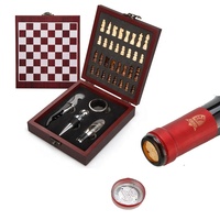Tire-bouchon à vin en acier inoxydable de haute qualité coffret cadeau avec accessoires de vin d'échecs outils de barre boîte en bois gravée sur mesure