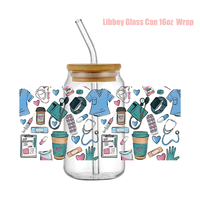 Nouvelles enveloppes UV DTF Nurse Life prêtes à l'emploi pour impression par transfert sur gobelets médicaux UV 16oz, design imprimé pour verres Libbey, personnalisables