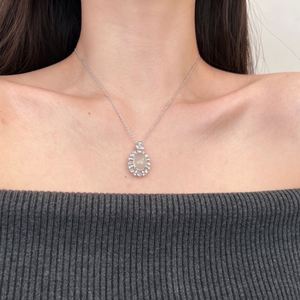 Dylam <b>Top</b> High Fine Jewelry Supplier 925 Sterling <b>Silver</b> 5A Cubic Zirconia White Chalcedony Pendant Necklace for Women Dress up - Product Image 4