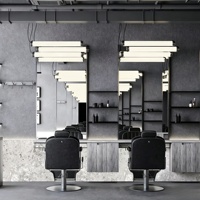 Mobilier de salon de coiffure pour hommes, station de travail, design d'intérieur, personnalisation complète de la pièce, décoration et rénovation de salon de coiffure