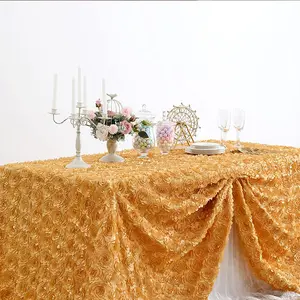 3D 입체 암호화 된 장미 접시 꽃 새틴 컬러 식탁보 웨딩 연회 테이블 광장 식탁보