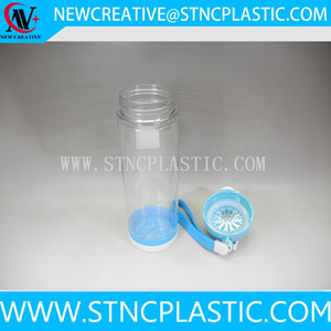 Botella de agua de plástico transparente con tapa abatible de un clic GYM Campus - Product Image 5