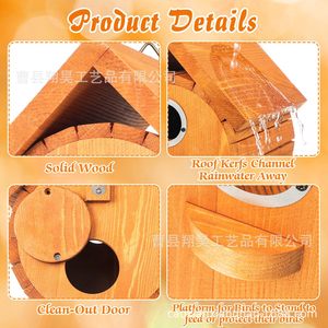 Casa para Pájaros de Madera con Protección Metálica Contra Depredadores, Nido Seguro para Aves, Comedero Colgante para Jardín Exterior, Forma Redonda, Tamaño Mediano - Product Image 5