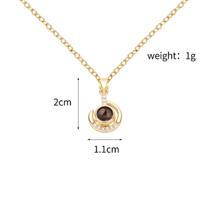 Collar de Moda con Colgante de Sol <span class=keywords><strong>y</strong></span> Luna de Cobre con Proyección de Foto Personalizada de Zirconia, Te Amo, para Mujer - Product Image 5