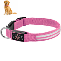 Collare per Cani LED Impermeabile all'Ingrosso con Illuminazione a Doppia Fibra, Opzioni Blu Rosso Verde Rosa per Passeggiate Notturne e Sicurezza degli Animali Domestici