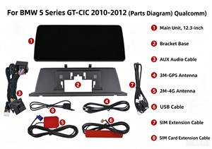 Lecteur multimédia autoradio Android à double système avec écran tactile HD de 12,3 pouces pour BMW série 5 F10 F11 GT CIC 2010-2012 - Product Image 3