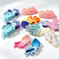 Pince à cheveux en acétate en forme de coquillage mignonne de 13 cm, thème océan marin, marbrée colorée, accessoires de mode pour filles et enfants, vente en gros