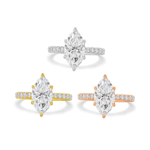 แหวนหมั้นเพชรทรงมาร์คีส์ 1 กะรัต 2 กะรัต 2.5 กะรัต ทองคำแท้ 14k ประดับด้วยดอกทิวลิป - Product Image 1