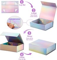 Boîte à cosmétiques en papier avec couvercle magnétique pliable en argent laser, design luxueux personnalisé, nouveau design, avec personnalisation