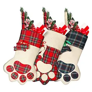 파티 공급 업체 도매 애완 동물 개 발 크리스마스 스타킹 사용자 정의 고양이 황마 크리스마스 스타킹 홀더 선물 가방