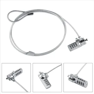 4-Digit <strong>Password</strong> Combined Security Lock Steel and Zinc Alloy Anti-Theft Device for Laptop and PC Cable Chain Key Unlock - Product Image 5