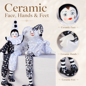 Figura de <span class=keywords><strong>Payaso</strong></span> Pierrot de Cerámica Hecha a Mano, Muñeca de Lujo Personalizada, Decoración Vintage de Grado Profesional para el Hogar, Decoración de Pascua - Product Image 5
